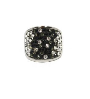 Ring with crystals Black Silver