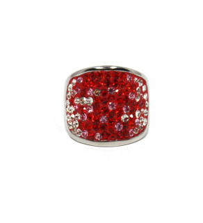 Ring with crystals Red Silver
