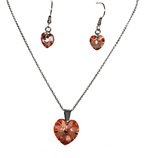 Stainless steel Heart set Preciosa crystal