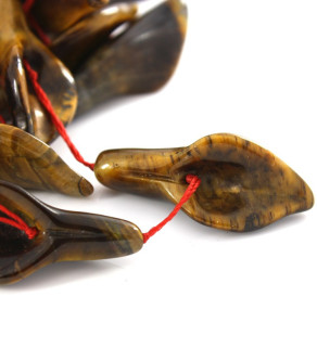 Natural Tiger eye Beads Leaf 35x15mm - 10Pcs