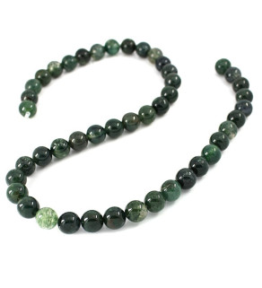 Přírodní 8mm korálky Mechový Achát - 46Ks