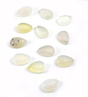 White agate Cabochons Drop 14x10mm - 1Pc