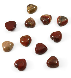 Kabošony srdce 10mm Červený Jaspis - 1Ks