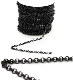Stainless Steel Rolo Chain 3mm Black - 1m