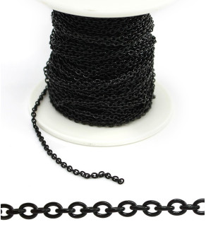 Stainless Steel Oval Chain 2,3mm Black - 1m