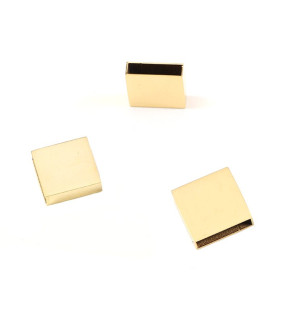 Čtvercový ocelový korálek 13,5mm Zlacený - 1Ks
