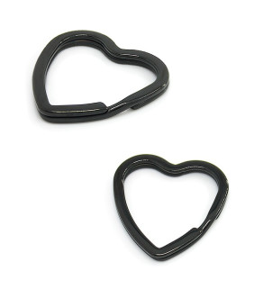 Nerezový kroužek na klíče Srdce černé 31mm - 1Ks+