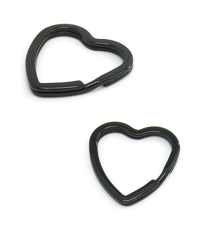 Nerezový kroužek na klíče Srdce černé 31mm - 1Ks+
