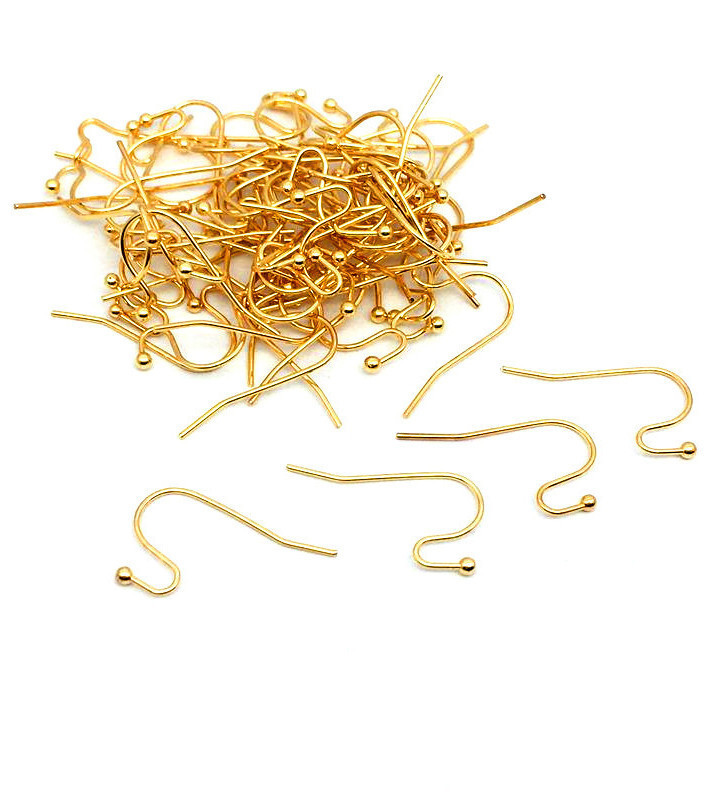 Háčky s kuličkou 316L Zlacené - 1Ks+B