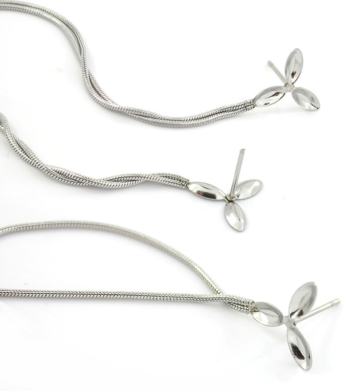 Stainless Steel Chains Earrings Flower - 1PC