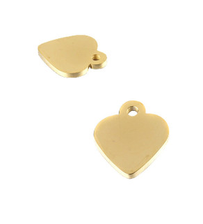 Stainless Steel Charm heart Gold 15mm - 1Pc