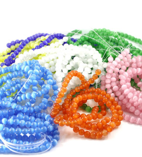 Cats Eye korálky 8mm - 48Ks