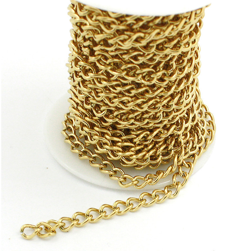 Twist Ocelový řetízek 5x7mm zlatý - 1m