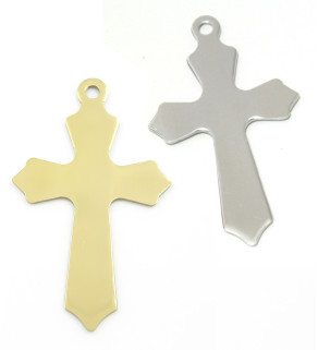 Ocelový Tag Kříž 43x26x1mm