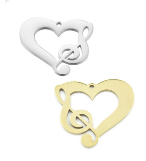 Nerezový Přívěsek Music Srdce 30x27mm - 1Ks