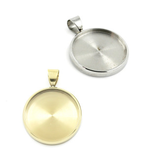 Leštěný Přívěsek kolečko s lůžkem 304 18mm - 1Ks