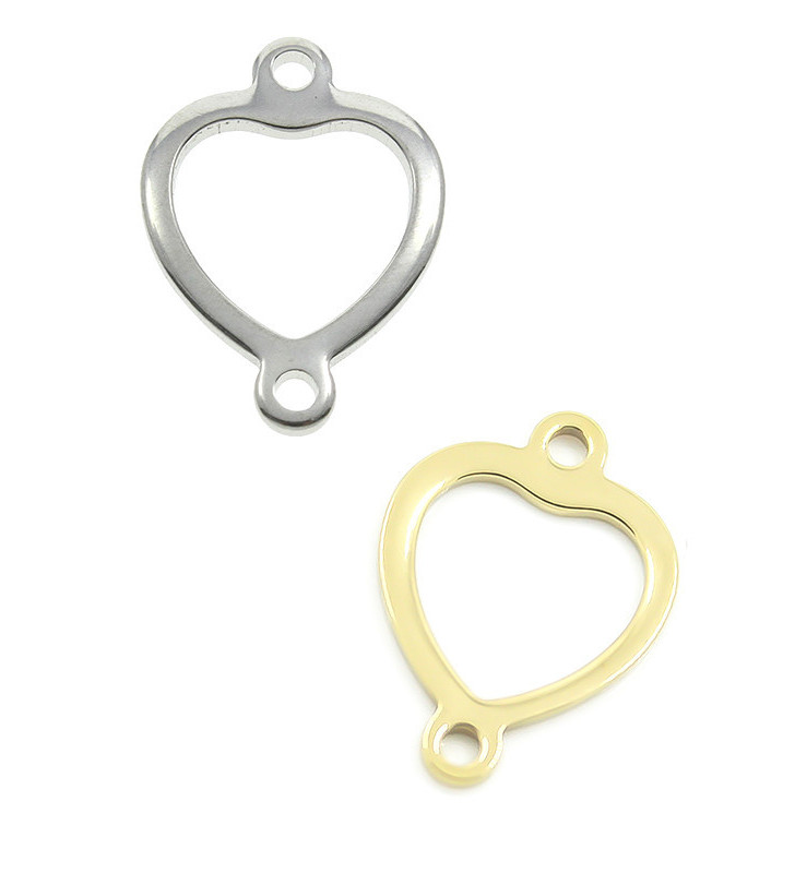Ocelový konektor srdce 19x13mm - 1ks+B