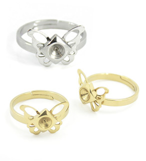 Prstýnkový komponent motýlek s lůžkem 4mm - 1ks