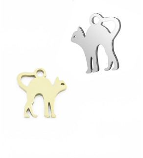 Stainless Steel cat Charm 12mm - 1Pc