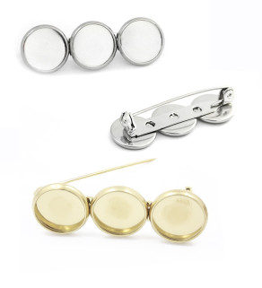 Stainless Steel component on Brooch 3x10mm - 1Pc