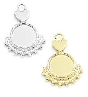 Ocelový přívěsek 20mm s lůžkem 8mm - 1Ks