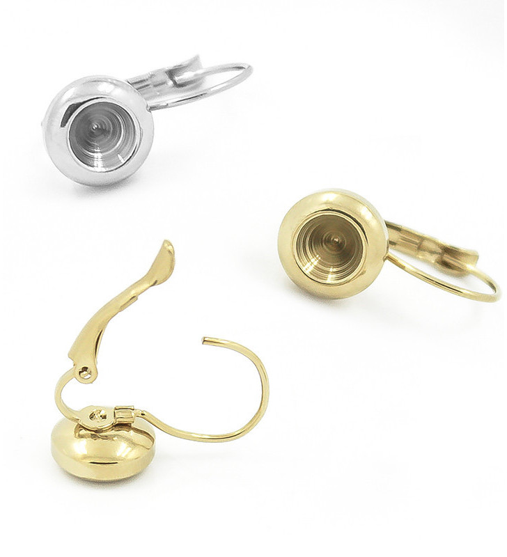 Leštěné ocelové náušnice na zirkony 6mm