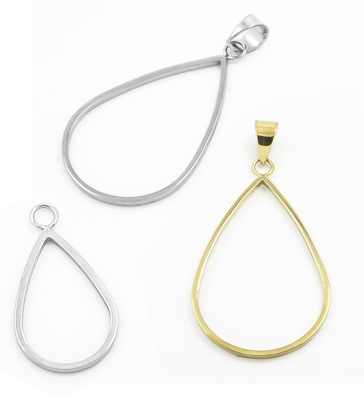 Ocelový rámeček přívěsek Kapka - 1Ks