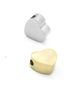 Stainless Steel Heart Bead 8-9x4mm - 1Pc+P