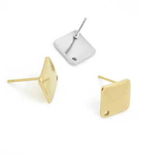 Stainless Steel Square Ear Studs 10mm 1PC