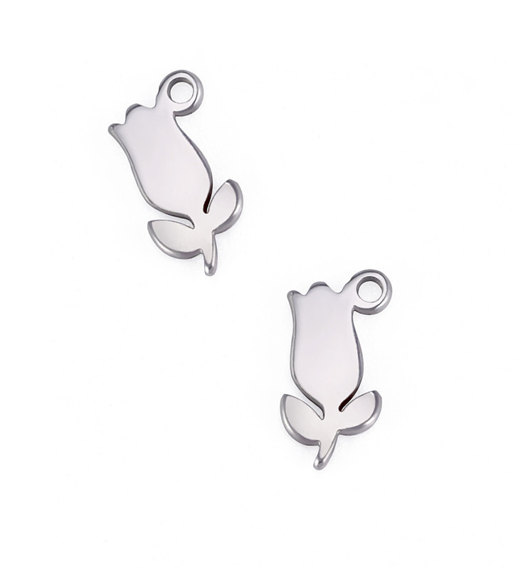 Stainless Steel Flower charm 10mm