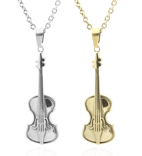 Přívěsek housle z nerezové oceli s řetízkem
