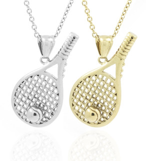 Stainless Steel Tenis racket pendant with chain