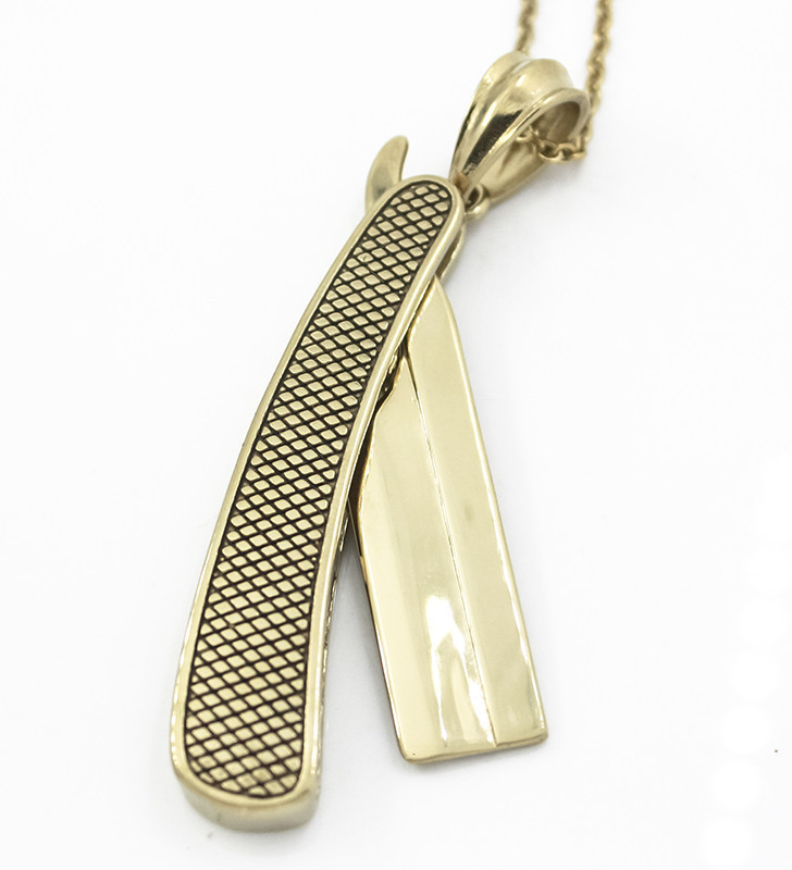Stainless Steel Straight razor pendant with chain