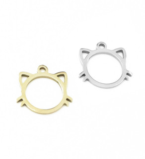 Stainless Steel Charm Cat 13mm - 1Pc