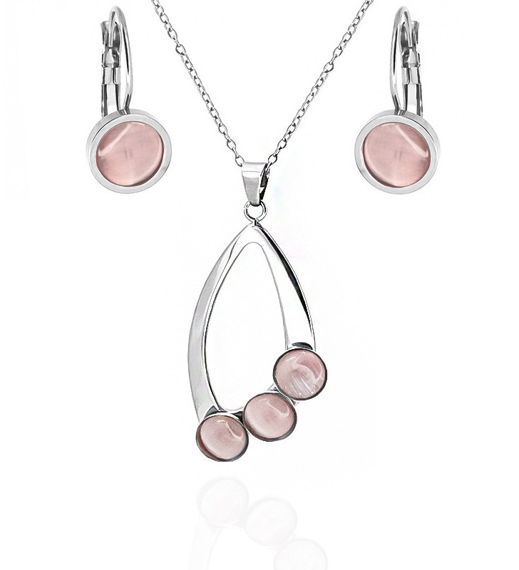 Stainless Steel Jewellery set Pink Pebbles