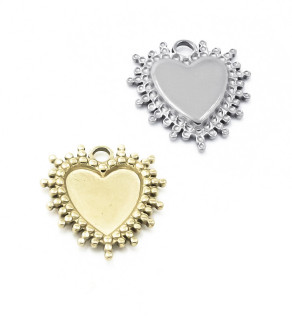 Nerezový Přívěsek s lůžkem srdce 12x11mm - 1Ks