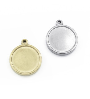 Nerezový Přívěsek s oboustranným lůžkem 15mm - 1Ks