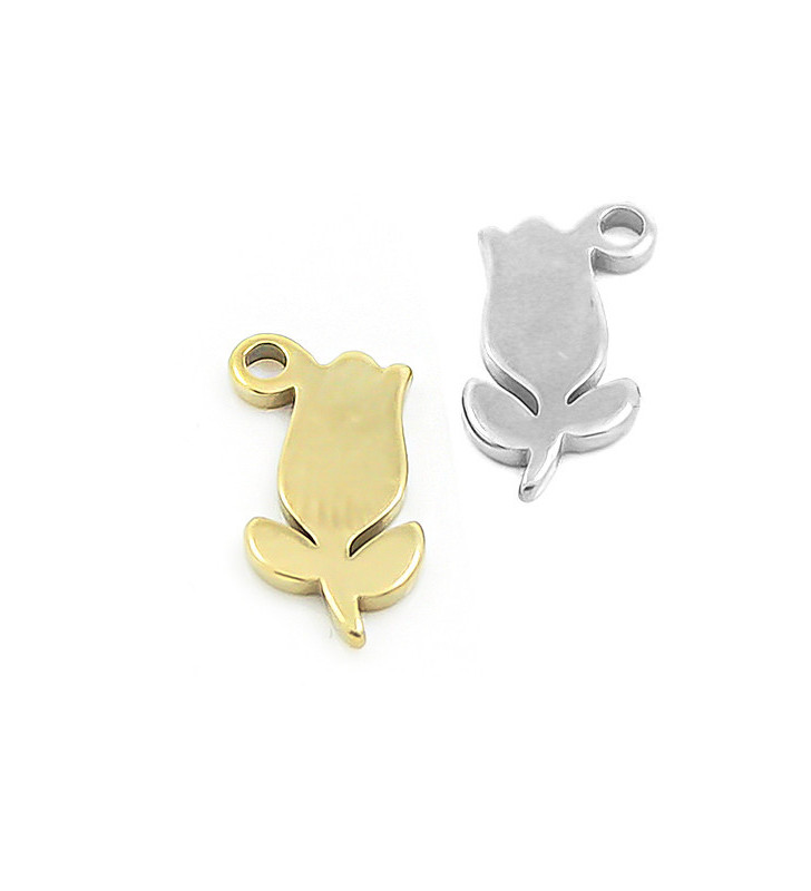 Stainless Steel Flower charm 10mm