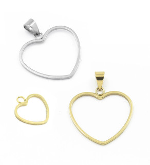 Ocelový rámeček přívěsek srdce - 1Ks
