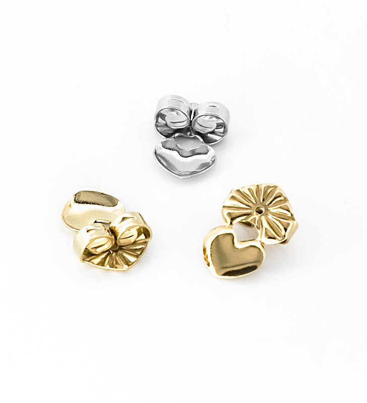Náušnicové nerezové zarážky srdce - 1Ks+B