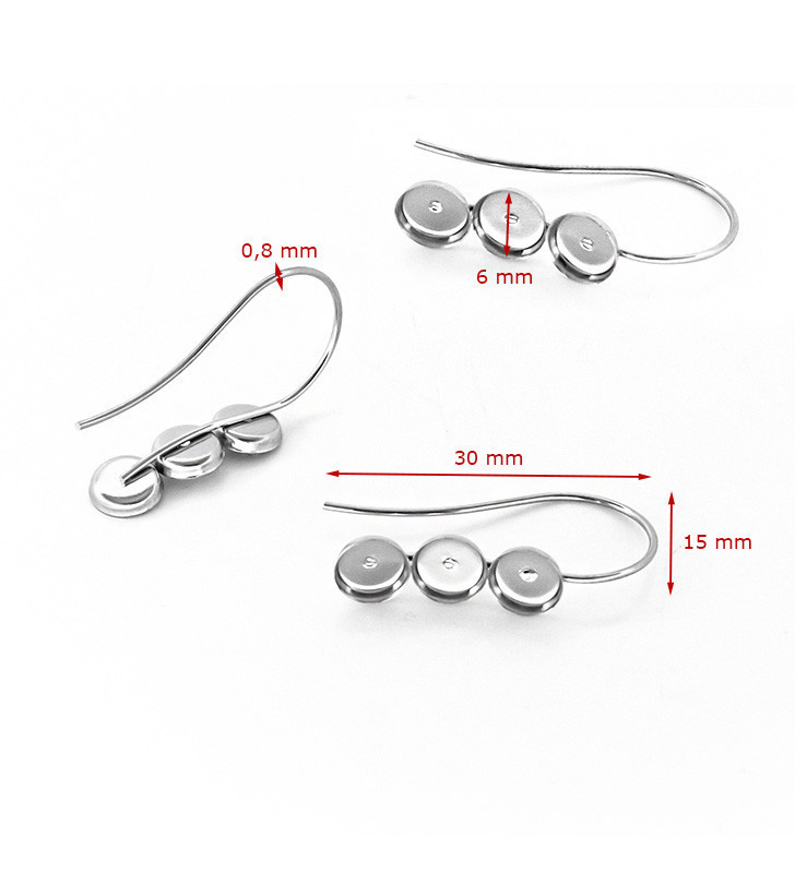 Háčky z chirurgické oceli s lůžky 6mm - 1Ks