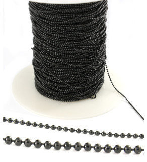 Stainless Steel balls chain 1,2-2,4mm Black Ionic Plated - 1m