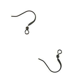 Stainless Steel Hook Earwire 18x0,7mm Black - 1Pc+P
