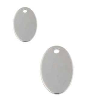 Nerezové závěsné přívěsky Oválky 17x12x1mm - 1Ks+B