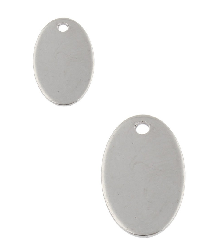 Nerezové závěsné přívěsky Oválky 17x12x1mm - 1Ks+B