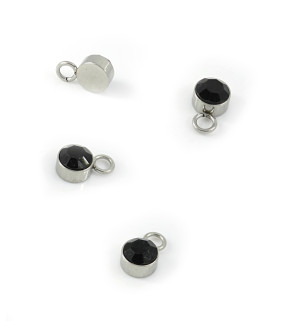 Stainless Steel rhinestone charm 10x6x4mm - 1Pcs