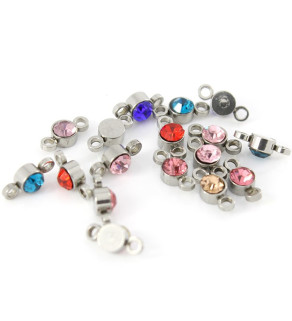 Ocelové konektory s krystalem 9x4mm - 100Ks