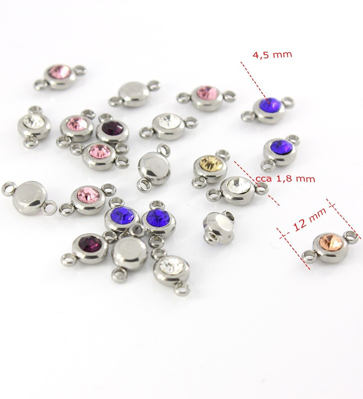 Connector with rhinestone 12x7mm