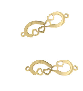 Ocelový Konektor zlaté srdíčka 31,5x10mm - 1ks
