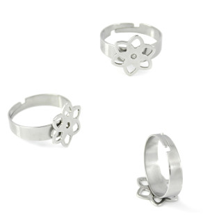 Prstýnkový základ kytka 14mm - 1ks